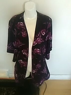 George Black Cardigan with Purple Floral Accents